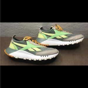Reebok Classic Legacy Men's Sneakers Green Yellow Gray Athletic Shoes Size 11.5